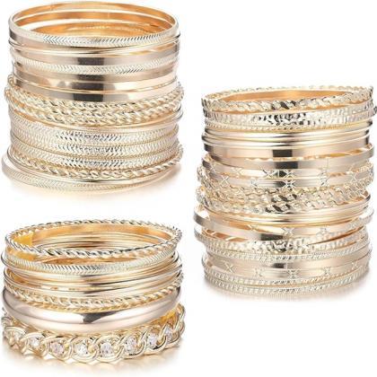 Bangle Bracelets For Women Multi Stackable Metal..