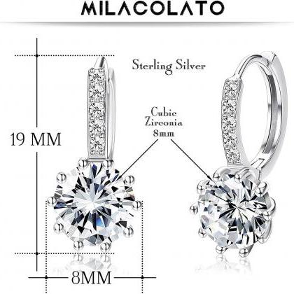 925 Sterling Silver 8mm Round-cut Cubic Zirconia..