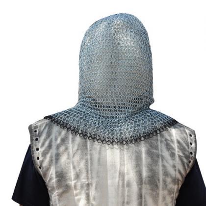 Medieval V Face Mild Steel Chainmail Coif Armor..