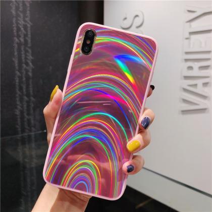 3d Rainbow Glitter Gradient Back Cover Case