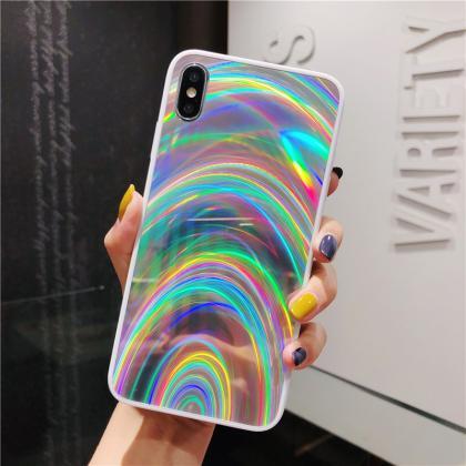 3d Rainbow Glitter Gradient Back Cover Case