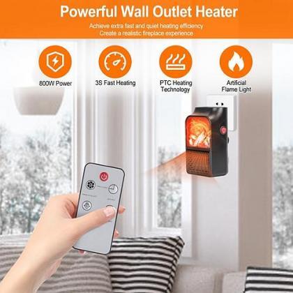 800w Plug-in Space Heater Wall Outlet Heater With..