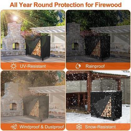 4ft Firewood Log Rack Cover Rectangular Wood Rack..