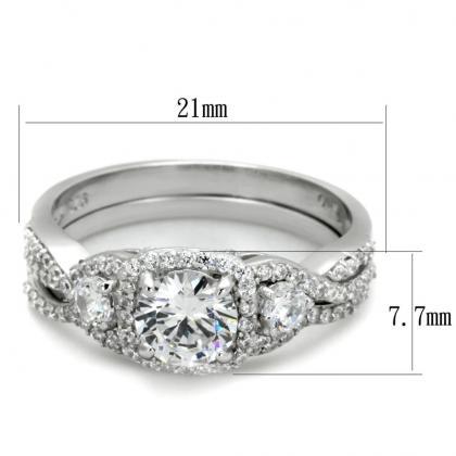 Rhodium 925 Sterling Silver Ring With Aaa Grade Cz..