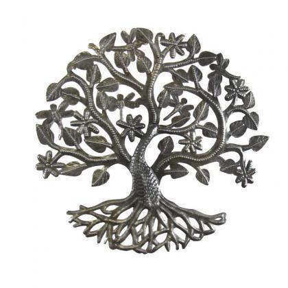 14 Inch Tree Of Life Dragonfly Metal Wall Art -..