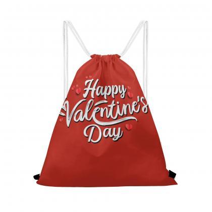 Happy Valentines Day Custom Gym Drawstring Bag
