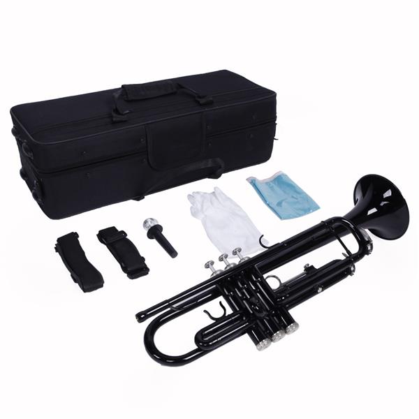 Glarry Brass Trumpet Bb With 7c Mouthpiece For Standard Student Or Beginner Black
