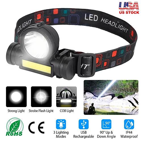 Led Headlight Super Bright Head Torch Usb Rechargeable Headlamp