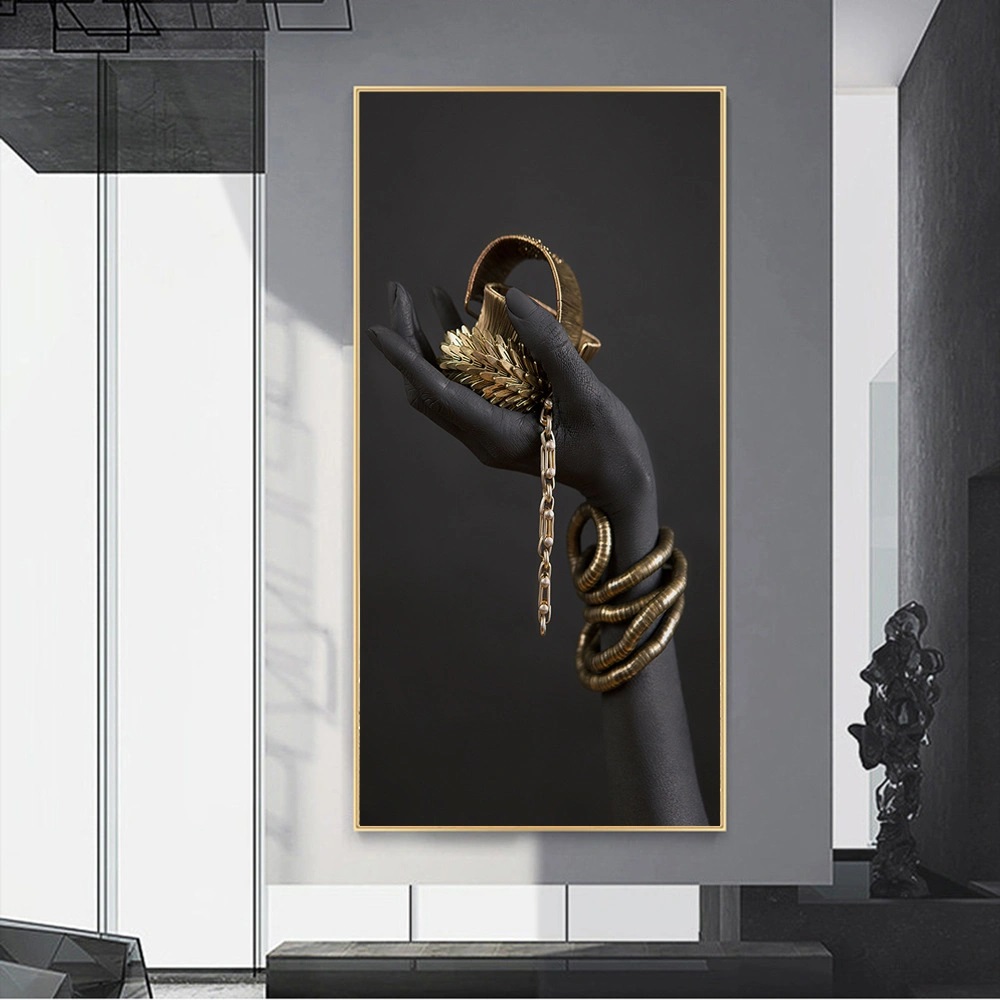 African Art Black Hands Holding Jewelry Canvas Painting