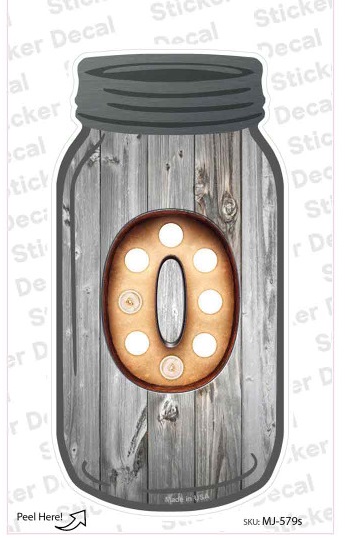 0 Bulb Lettering Novelty Mason Jar Sticker 9'x4.5' Decal FREE SHIPPING
