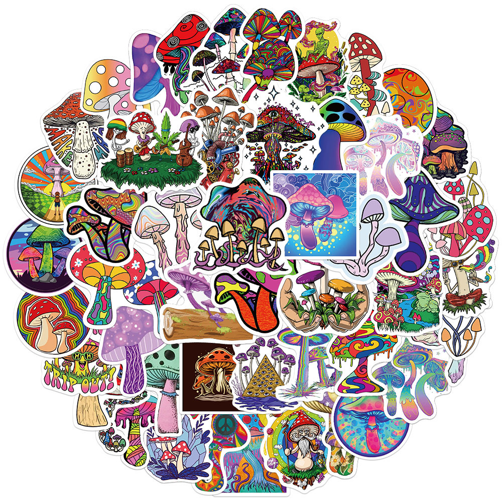 Cartoon Psychedelic Aesthetic Mushroom Doodle Stickers Free Shipping