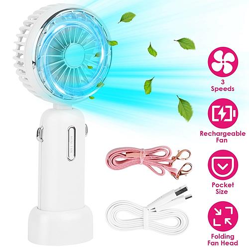 Portable Handheld Fan Rechargeable Pocket Personal Fan Quiet Folding Desk Fan With 3 Speeds Removable Base For Commute Office Outdoor Indoor