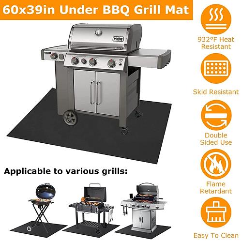 60x39in Under Grill Mat Folding Oil Absorbent Reusable Water Resistant Grilling Protective Mat For Decks Patios Smokers Fryer