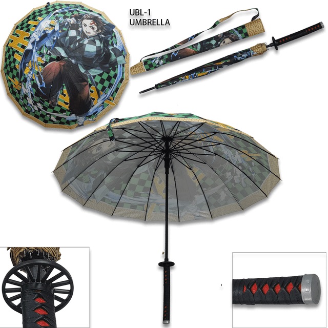 Demon Slayer -tanjiro Kamado Black Nichirin Automatic Folding Umbrella +