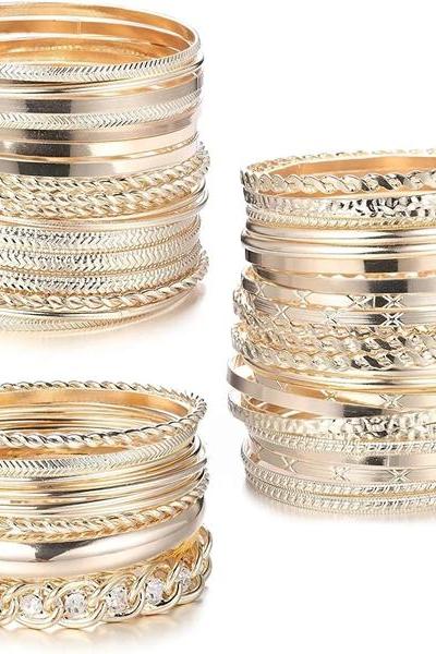Bangle Bracelets For Women Multi Stackable Metal Bangle Set