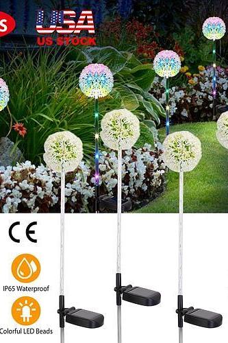 4pcs Solar Powered Dandelion Garden Lights Ip65 Waterproof