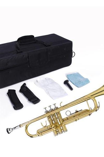 Glarry Brass Trumpet Bb with 7C Mouthpiece for Standard Student or Beginner Golden FREE SHIPPING