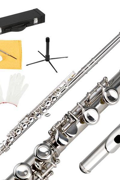 Glarry 16 Keys C Cupronickel Flute Closed Hole Separated E Key for Student Beginners Silver FREE SHIPPING