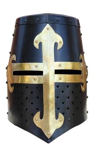 Knights Templar Brass Trimmed Crusader Practice Helmet Without Liner | Black | FREE SHIPPING