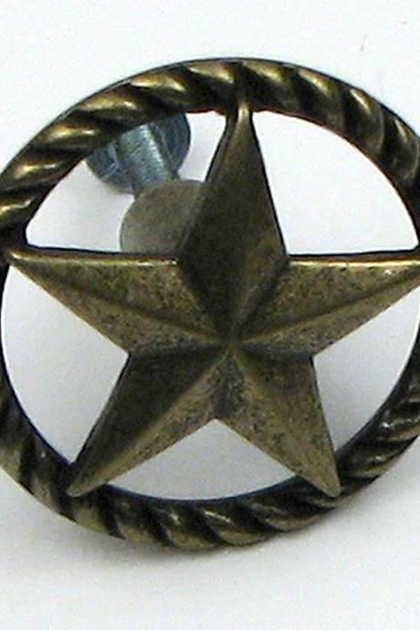 Set Of 6 Antique Brass Star Drawer Handle Shipping