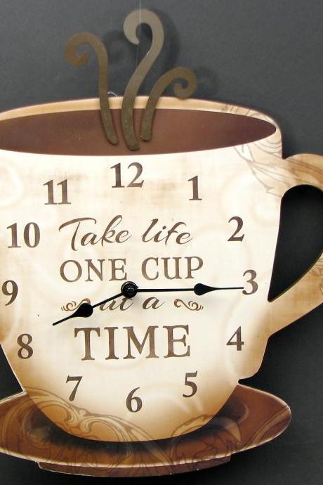 Coffee Clock &amp;quot;take Life One Cup At A Time&amp;quot;