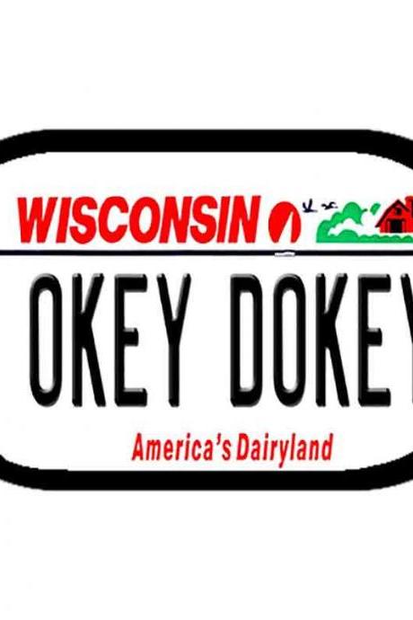 Okey Dokey Wisconsin State Background Novelty Metal Dog Tag