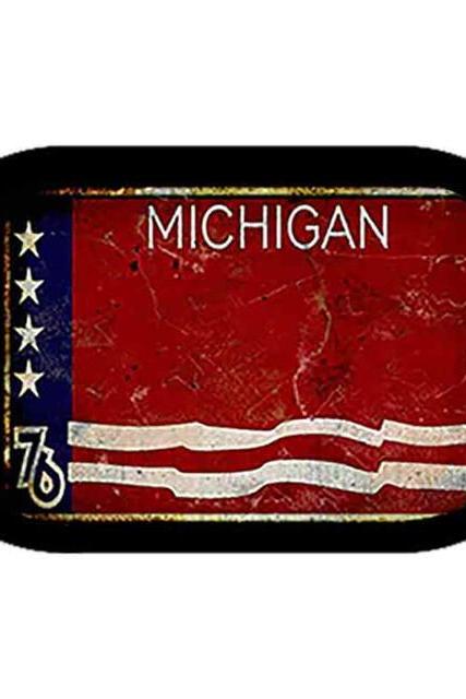 Rusty Michigan Bicentennial 76 Novelty Metal Dog Tag Necklace