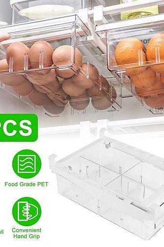 2Pcs Refrigerator Egg Drawer 36 Egg Capacity Snap On Hanging Storage Tray Space Saving Pull Out Egg Container Organizer