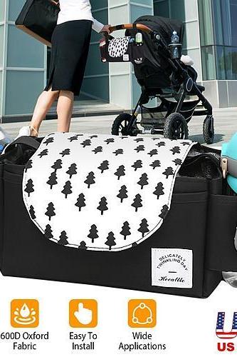 Babyluv Stroller Organizer Bag 6 Pockets Baby Trolley Bag With Cup Holder For Paper Tissue Diaper Phone Snacks Baby Cream