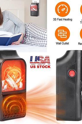 800w Plug-in Space Heater Wall Outlet Heater With 360° Rotatable Plug Adjustable Temperature 2 Wind Speeds Remote Control