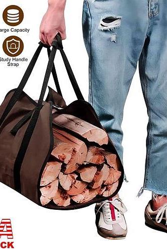 Firewood Carrier Bag With Handle Durable Wear-resistant Fireplace Logs Holder Side Opening Wood Storage Carrying Bag For Indoor Fireplace Outdoor