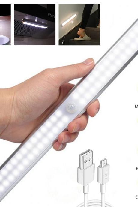 Wireless Led Cabinet Night Light Motion Sensor Light Closet Night Lamp For Kitchen Bedroom Staircase Lighting - White Light 60led Usb Charge