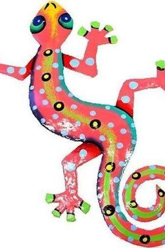 Eight Inch Pink Metal Gecko - Caribbean Craft