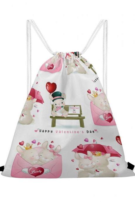 Valentines Day Custom Gym Drawstring Bag