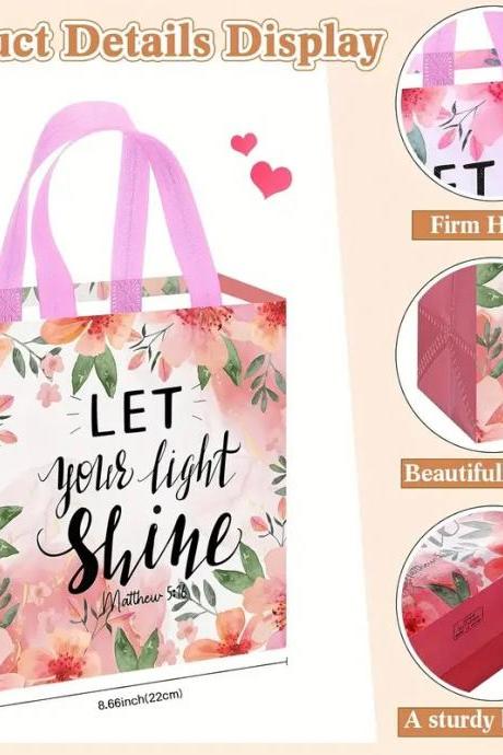 32 Pack Bulk Floral Bible Verse Tote Bags - Inspirational Gifts For Women & Girls