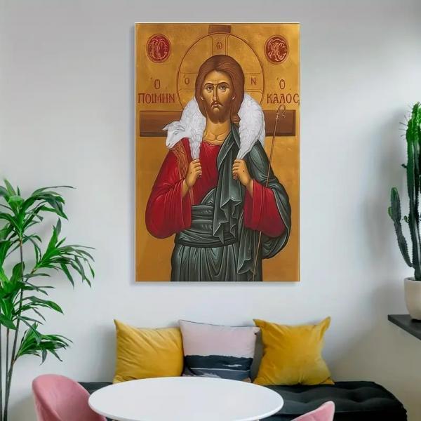 Jesus Christ the Good Shepherd - Orthodox Icon (Wood Wall Art, 16