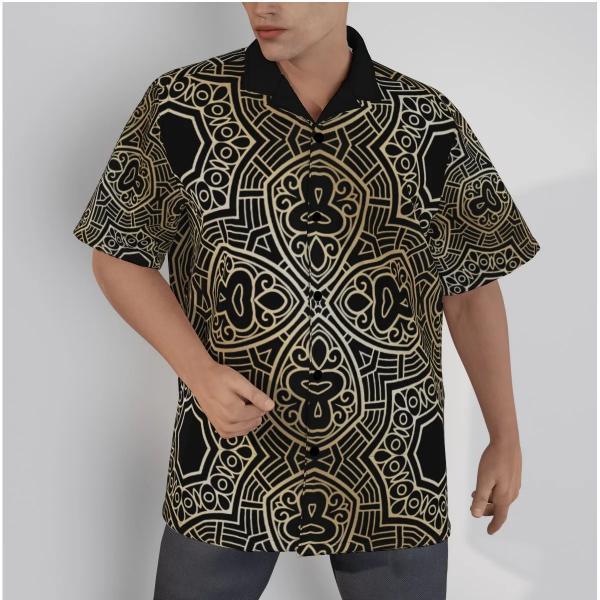 Dark Mystique Emporium Classic Hawaiian Shirt with Roman Collar P-9