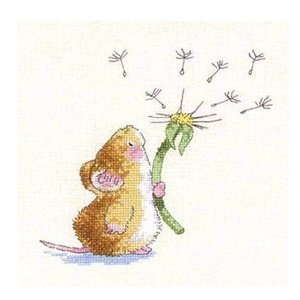 Cute Mice DIY Cross Stitch Stamped Kits Pre Printed 11CT Embroidery 